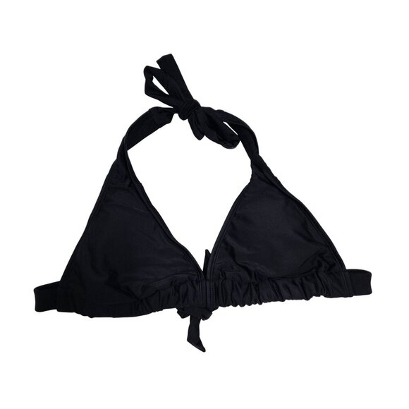 Black Halter Bikini Set High-Waisted Printed Bottoms Size M Swimwear Women - Picture 4 of 7